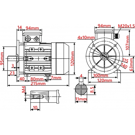 SILNIK ELEKTRYCZNY Z KOŁNIERZEM 0,25kW 400V 1370obr WAŁEK 11mm 3-FAZOWY